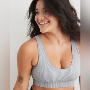 Aerie Superchill Seamless Padded Voop Bralette - Heather Grey - Small